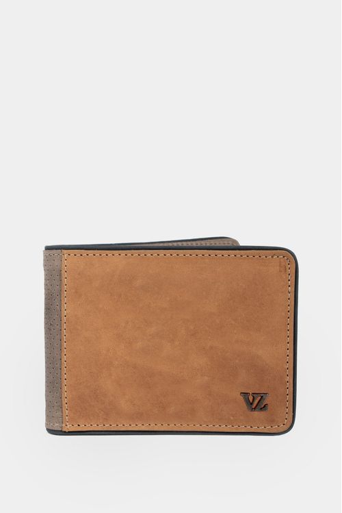 Billetera Lines de cuero contrastes Beige