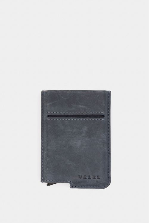 Porta documentos de cuero miniwallet Azul Oscuro