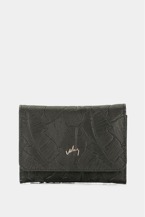Billetera colory de cuero para mujer grabado placa palmeras