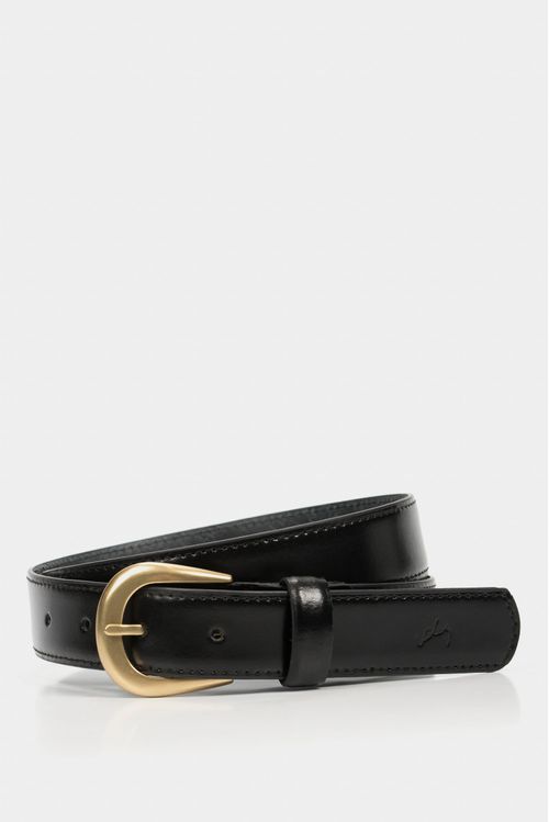 Cinturón unifaz verne de cuero para hombre punta redonda Negro