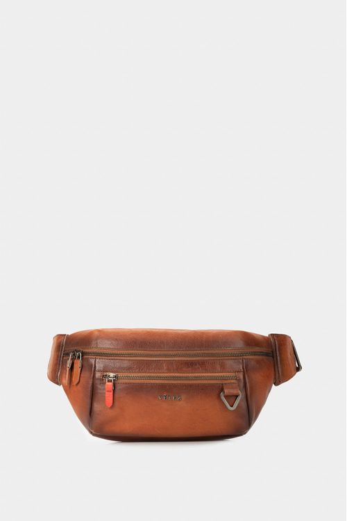 Riñonera tivoli de cuero para hombre reata en nylon Miel