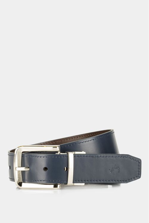 Cinturón doble faz austen de cuero para hombre costuras decorativas bordes Azul Oscuro