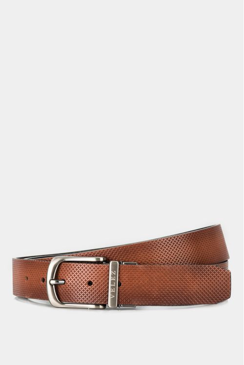 Cinturón doble faz cruz de cuero para hombre hebilla vintage