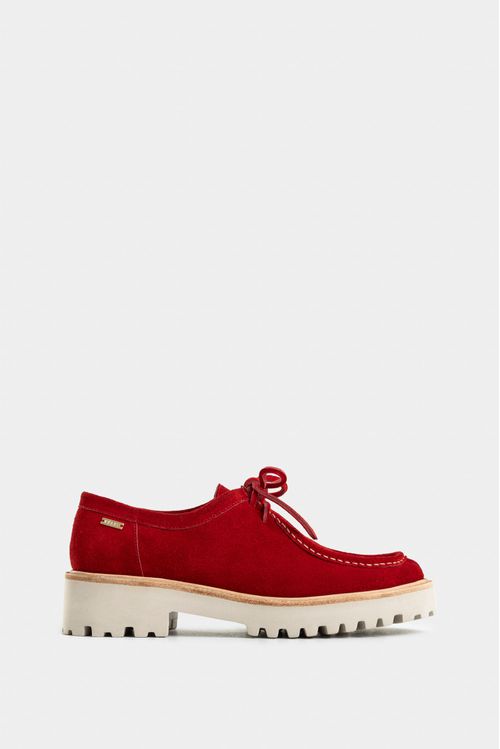 Zapatos de cordón crisantemo de cuero gamuza para mujer estilo loafer