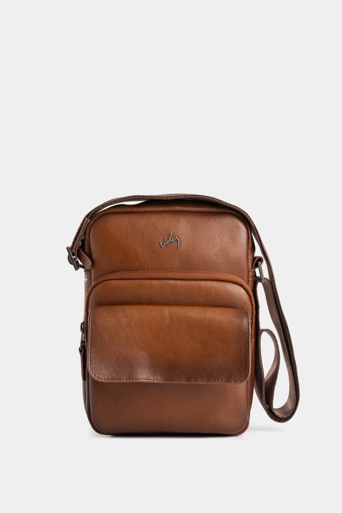 Manos libres Alava 3 de cuero y lona para hombre silueta vertical