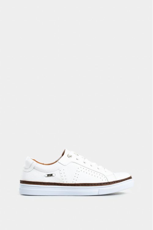 Tenis planos de cuero contraste