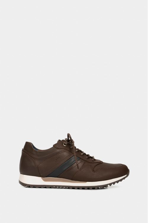 Tenis romeo de cuero para hombre efecto envejecido Cafe