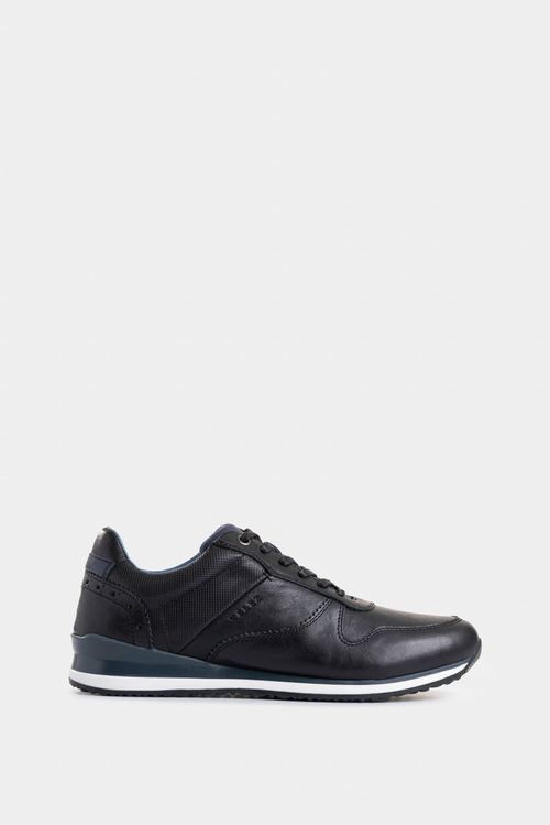 Tenis casual Cooper de cuero vintage Negro