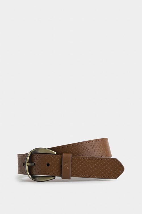 Cinturón unifaz makki de cuero para mujer placa reptilia