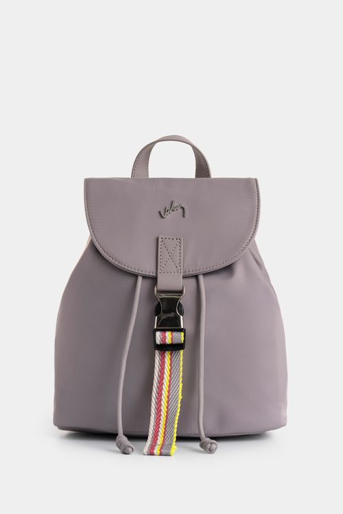 Morral Elora en lona y cuero para mujer detalle multicolor