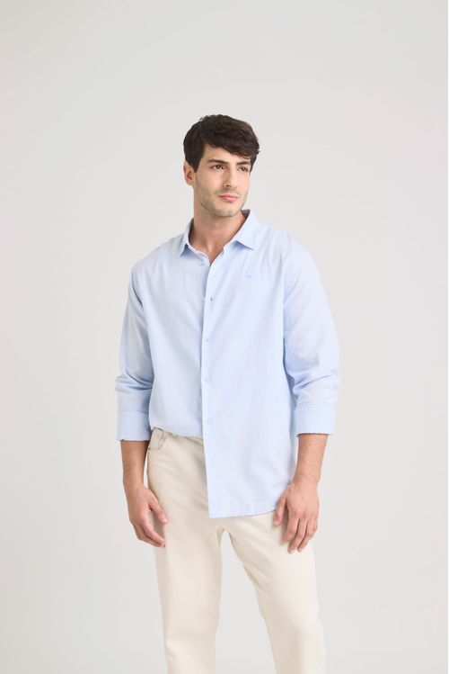 Camisa oxford manga larga calagua para hombre semifitted