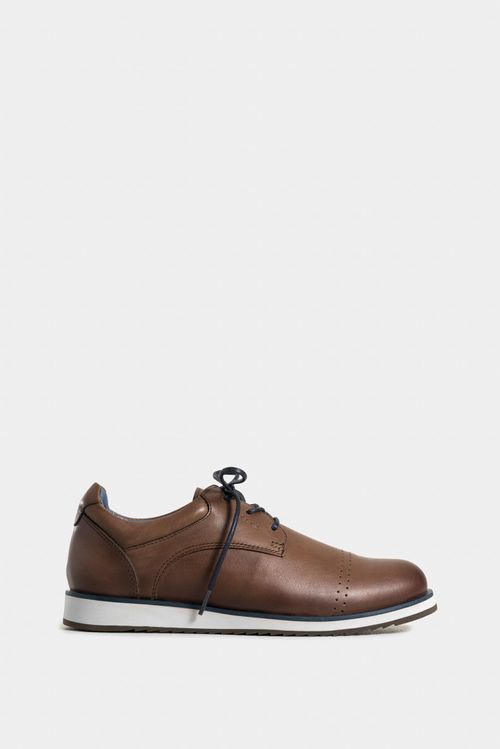 Zapatos cordón piero de cuero para hombre suela con apariencia deportiva
