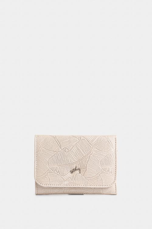 Billetera colory de cuero para mujer grabado placa palmeras