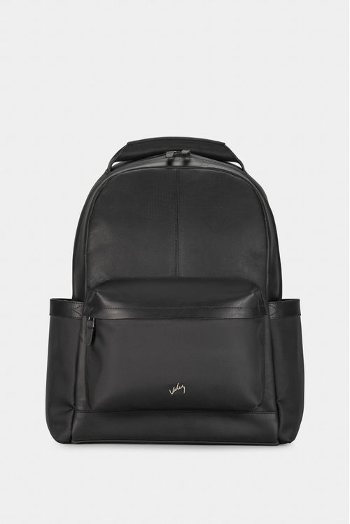 Morral San Patricio de cuero y lona para hombre aplique metálico
