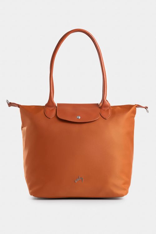 Shopping Ámbar en lona para mujer detalle cuero