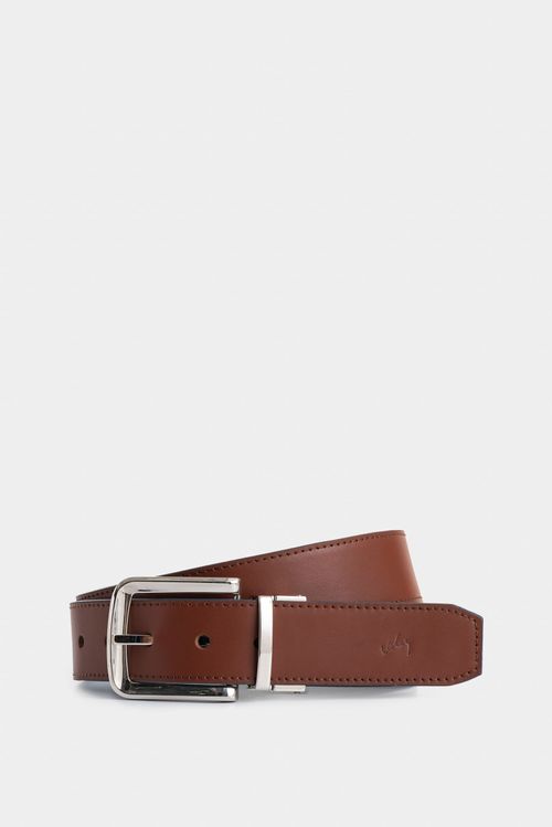 Cinturón doble faz austen de cuero para hombre costuras decorativas bordes