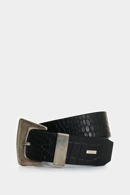 Cinturón unifaz de cuero grabado para mujer Cleo