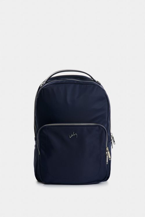 Morral Púrpura de lona para mujer manija cuero