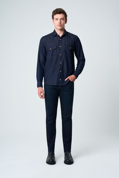 Jean sirio de algodón orgánico para hombre silueta semi ajustada