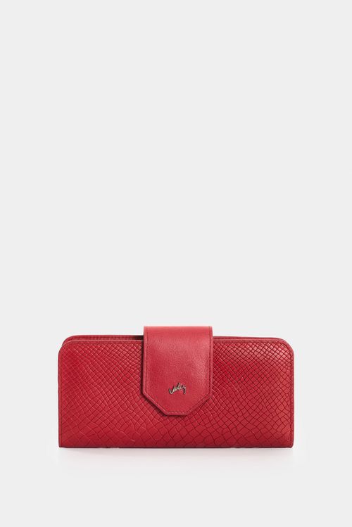 Billetera porta chequera de cuero grabado para mujer Extravaganza